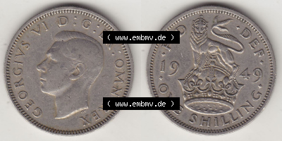 Münzen Großbritannien Eurovorläufer, Umlaufmünze vor Euroeinführung 1949-1951, 1 One Schilling - Shilling, 1949 (Stück 1)... Sammlung