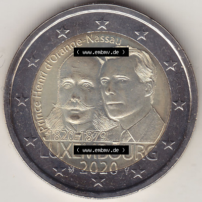 Münzen Euromünzen 2020, 2 Euro Gedenkmünze Luxemburg 2020-2020, 2 Euro Prinz Heinrich der Niederlande. 2 Euro Gedenkmünze,... Sammlung