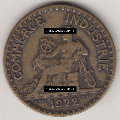 Münzen Frankreich Eurovorläufer, Umlaufmünze vor Euroeinführung 1920-1927, 2 Francs - Franken 1922 (Stück 2). Vorderseite... Sammlung