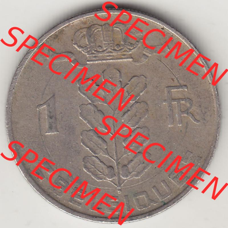 Münzen Belgien Eurovorläufer, Umlaufmünze vor Euroeinführung 1950-1988, 1 FR-Franken 1970 Belgique. Vorderseite einer Münze aus Europa als Digitales Bild /... Sammlung