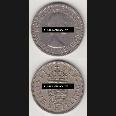 Münzen Großbritannien Eurovorläufer, Umlaufmünze vor Euroeinführung 1954-1970, 1 Schilling - One Shilling, 1953-1 Wappen mit drei Löwen. Vorderseite... Sammlung