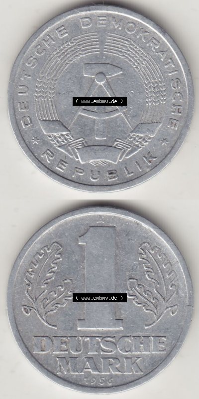Münzen Deutschland DDR 1956-1963, A 1 Deutsche Mark 1956 (Stück 1). Vorderseite und Rückseite Vertikal Untereinander, passend... Sammlung