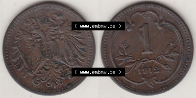 Münzen Österreich / Austria Eurovorläufer, Umlaufmünze vor Euroeinführung 1892-1916, 1 Heller 1912 (3) Sammlung