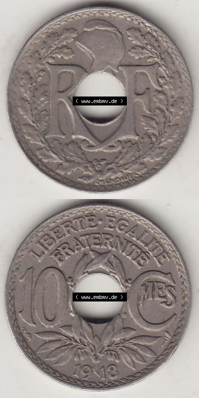 Münzen Frankreich Eurovorläufer, Umlaufmünze vor Euroeinführung 1917-1938, 10 Centimes, 10 CMES EGALITÉ FRATERNITÉ LIBERTÉ... Sammlung