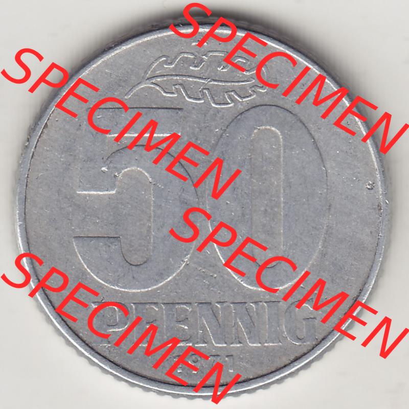 Münzen Deutschland DDR 1958-1990, A 50 Pfennig 1971-3 der DDR-Mark. Rückseite einer 50 Pfennig Münze / Umlaufmünze aus Deutschland der ehemaligen DDR in Europa als... Sammlung