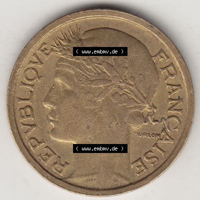 Münzen Frankreich Eurovorläufer, Umlaufmünze vor Euroeinführung 1931-1941, 1 Franken, 1 Franc, 1939 (Stück 1) LIBERTE EGALITE... Sammlung