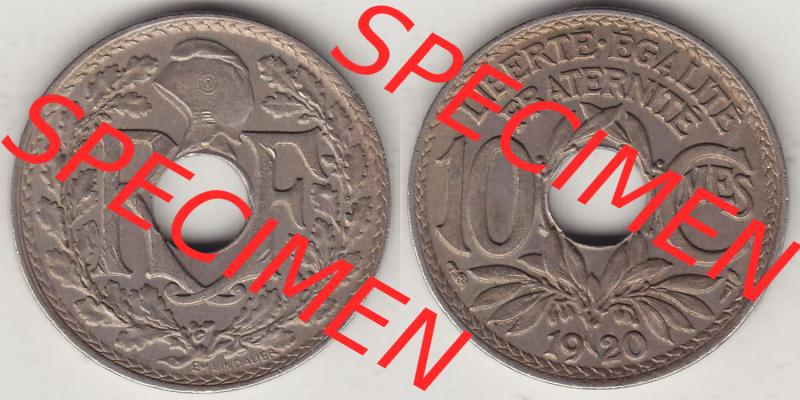 Münzen Frankreich Eurovorläufer, Umlaufmünze vor Euroeinführung 1917-1938, 10 Centimes, 10 CMES EGALITÉ FRATERNITÉ LIBERTÉ 1920-1. Rückseite... Sammlung