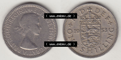 Münzen Großbritannien Eurovorläufer, Umlaufmünze vor Euroeinführung 1954-1970, 1 Schilling - One Shilling, 1953 (Stück 1)... Sammlung