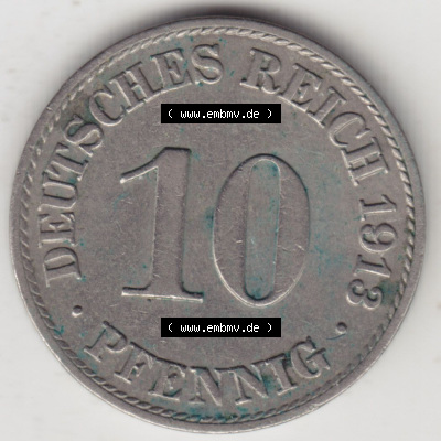 Münzen Deutschland 1871-1918 Kaiserreich 1890-1916, 10 Pfennig A, 1913 I. (1) Sammlung
