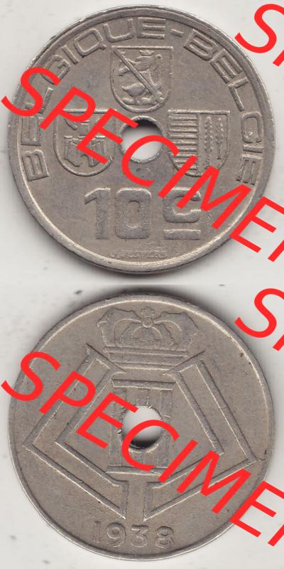Alte Münzen KMS Belgien, Kursmünzensatz - Zusammenstellung 1938-1940, mit Münze 1938-1939, 10 C, Centime, BELGIQUE - BELGIE 1938-1. Vorderseite und Rückseite... Sammlung