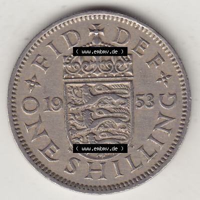 Münzen Großbritannien Eurovorläufer, Umlaufmünze vor Euroeinführung 1954-1970, 1 Schilling - One Shilling, 1953 (Stück 1)... Sammlung