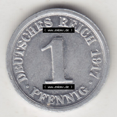 Münzen Deutschland 1918-1932 Weimarer Republik 1916-1918, 1 Pfennig F, 1917 II (1) Sammlung