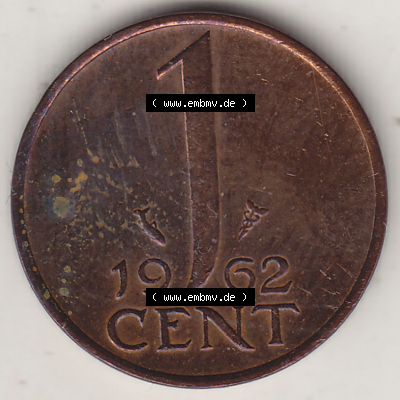 Münzen Niederlande / Netherlands Eurovorläufer, Umlaufmünze vor Euroeinführung 1950-1980, 1 Cent 1962 Königin Juliana, alte... Sammlung