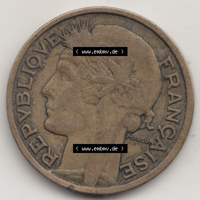 Münzen Frankreich Eurovorläufer, Umlaufmünze vor Euroeinführung 1931-1941, 2 Franken 1933 (Stück 1) LIBERTE EGALITE FRATERNITE.... Sammlung