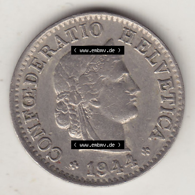 Münzen Schweiz Eurovorläufer, Umlaufmünze 1879-1980, 5 Rappen 1944 Helvetica (1) Sammlung