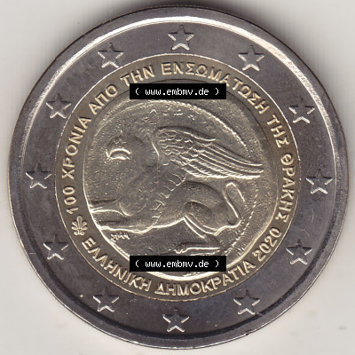 Münzen Euromünzen 2020 Griechenland 2020-2020, 2 Euro Vereinigung von Thrakien mit Griechenland. 2 Euro Gedenkmünze, gültiges... Sammlung