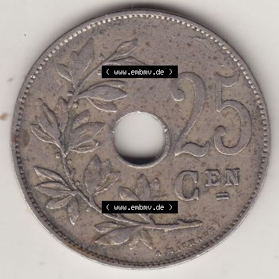 Münzen Belgien Eurovorläufer, Umlaufmünze vor Euroeinführung 1910-1929, 25 Centime - KONINKRIJK BELGIË 1921 (2) Sammlung