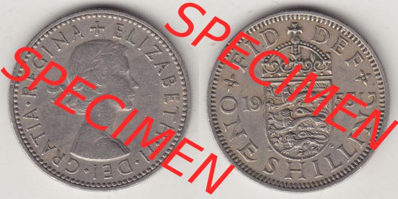 Münzen Großbritannien Eurovorläufer, Umlaufmünze vor Euroeinführung 1954-1970, 1 Schilling - Shilling, 1955-1 Wappen mit drei Löwen. Vorderseite... Sammlung