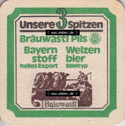 Bierdeckel 1982 Bräuwastl Pils Bayernstoff helles Export, Weizenbier Edeltyp (1) Sammlung