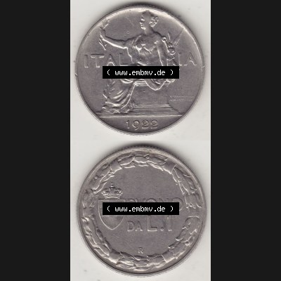 Münzen Italien / Italia Eurovorläufer, Umlaufmünze vor Euroeinführung 1922-1935, 1 Lire, Lira, A MOTTI INC G ROMAGNOLI ITALIA 1922-1. Rückseite... Sammlung