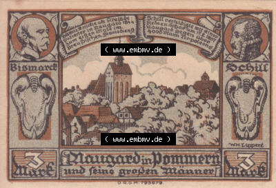 Notgeldscheine aus Naugard, 3 Mark Pommern (2) Sammlung