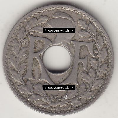 Münzen Frankreich Eurovorläufer, Umlaufmünze vor Euroeinführung 1917-1938, 10 Centimes, 10 CMES EGALITÉ FRATERNITÉ LIBERTÉ 1920-1. Vorderseite... Sammlung