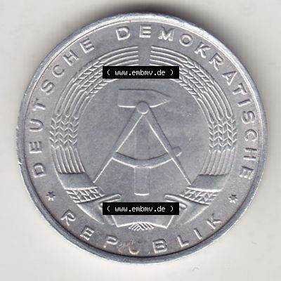 Münzen Deutschland DDR 1968-1990, A 5 Pfennig 1968-5. Vorderseite einer Münze aus der ehemaligen DDR in Europa als Digitales Bild / Bildmaterial zum Herunterladen für Sammler... Sammlung