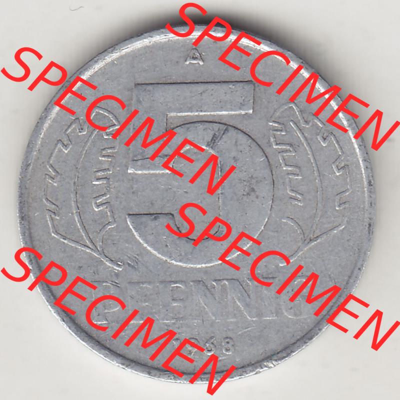 Münzen Deutschland DDR 1968-1990, A 5 Pfennig 1968-2. Rückseite einer Münze aus der ehemaligen DDR in Europa als Digitales Bild / Bildmaterial zum Herunterladen für... Sammlung