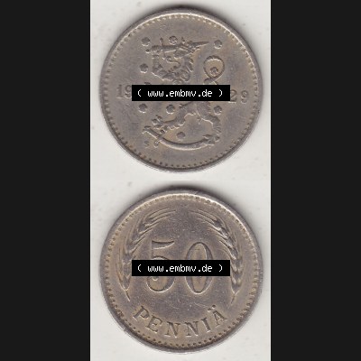 Alte Münzen Finnland, inoffizieller privater Kursmünzensatz / KMS - Zusammenstellung, mit Münze 1921-1940, 50 Penny, Penniä 1929. Rückseite und... Sammlung