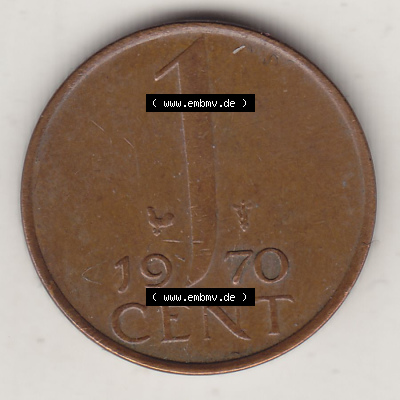 Münzen Niederlande / Netherlands Eurovorläufer, Umlaufmünze vor Euroeinführung 1950-1980, 1 Cent 1970, Juliana (2) Sammlung