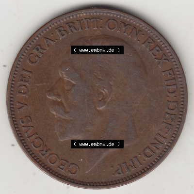 Münzen Großbritannien Eurovorläufer, Umlaufmünze vor Euroeinführung 1927-1927, 1 One Penny, 1927 (Stück 1), George V, BM... Sammlung