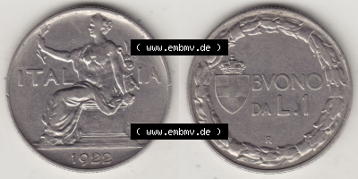 Münzen Italien / Italia Eurovorläufer, Umlaufmünze vor Euroeinführung 1922-1935, 1 Lire, Lira, A MOTTI INC G ROMAGNOLI ITALIA... Sammlung