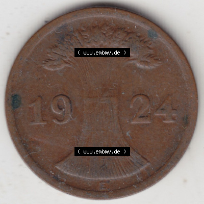 Münzen Deutschland 1918-1932 Weimarer Republik 1923-1924, 2 Rentenpfennig E, 1924 (2) Sammlung