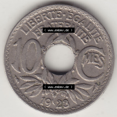 Münzen Frankreich Eurovorläufer, Umlaufmünze vor Euroeinführung 1917-1938, 10 Centimes, 10 CMES EGALITÉ FRATERNITÉ LIBERTÉ... Sammlung