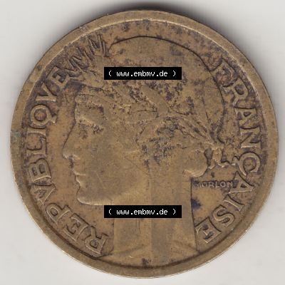 Münzen Frankreich Eurovorläufer, Umlaufmünze vor Euroeinführung 1931-1941, 2 Franken 1938-2 LIBERTE EGALITE FRATERNITE. Vorderseite einer Münze aus Frankreich... Sammlung