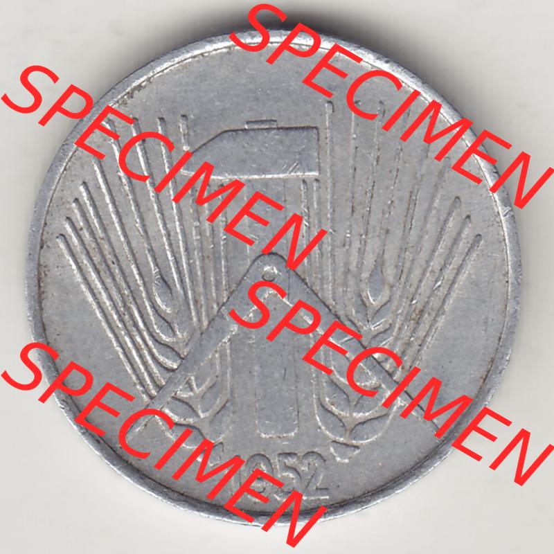 Münzen Deutschland DDR 1952-1953, A 5 Pfennig 1952-1. Vorderseite einer Münze aus der ehemaligen DDR in Europa als Digitales Bild / Bildmaterial zum Herunterladen für Sammler... Sammlung