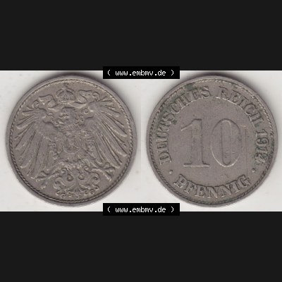 Münzen Deutschland 1871-1918 Kaiserreich 1890-1916, 10 Pfennig G, 1914 (3) Sammlung