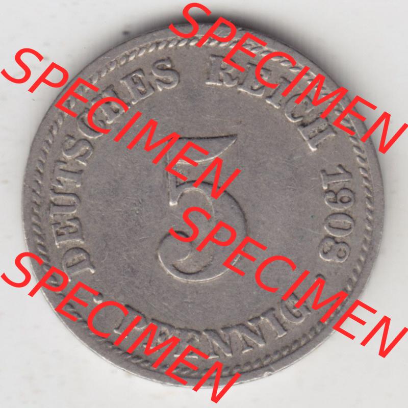 Münzen Deutschland 1871-1918 Kaiserreich 1890-1915, 5 Pfennig D, 1908 (1) Sammlung