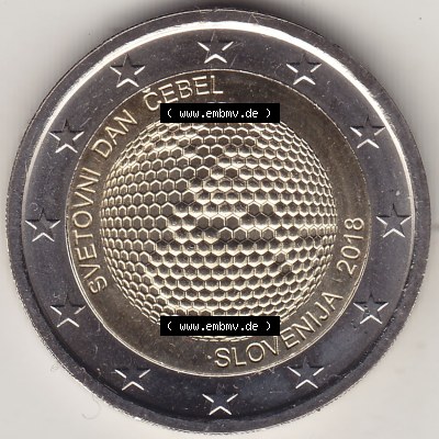 Münzen Euromünzen 2018 Slowenien 2018-2018, 2 Euro Weltbienentag, Bienen-Haltung. 2 Euro Gedenkmünze, gültiges Zahlungsmittel... Sammlung