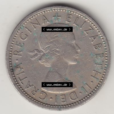Münzen Großbritannien Eurovorläufer, Umlaufmünze vor Euroeinführung 1954-1970, 2 Schilling - Shillings 1966-5. Vorderseite einer Münze aus Großbritannien... Sammlung