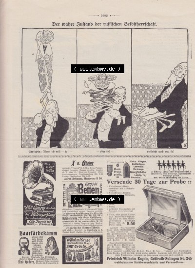 Der wahre Jacob 1908 Satire im deutschen Kaiserreich Nr. 560, 5682, Der wahre Zustand der russischen Selbstherlichkeit (1) Sammlung