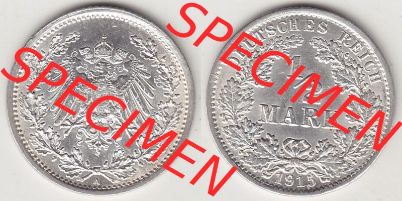 Münzen Deutschland 1871-1918 Kaiserreich Silbermünze 1905-1919, 1/2 Mark A 1915. Vorderseite und Rückseite Nebeneinander einer Münze aus Europa dem Deutschen Kaiserreich... Sammlung