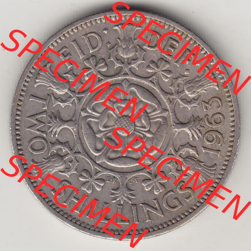 Münzen Großbritannien Eurovorläufer, Umlaufmünze vor Euroeinführung 1954-1970, 2 Schilling - Shillings 1963-1. Rückseite einer Münze aus Großbritannien... Sammlung