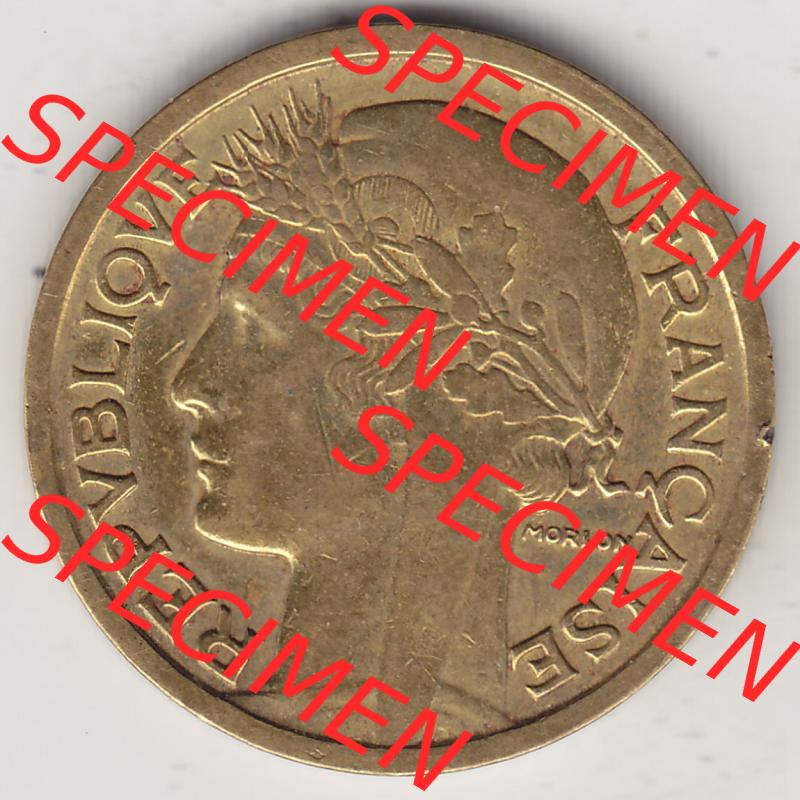 Alte Münzen Frankreich, Kursmünzensatz Zeitraum 1917-1952, der Münze 1931-1941, 1 Franken, Franc, 1939. Vorderseite einer Münze aus Frankreich in... Sammlung