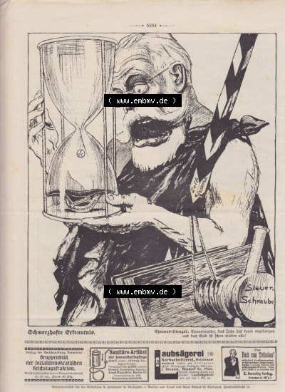 Der wahre Jacob 1908 Satire im deutschen Kaiserreich Nr. 560, 5684, Schmerzhafte Erkenntnis, Donnerwetter, dass Jahr hat kaum... Sammlung