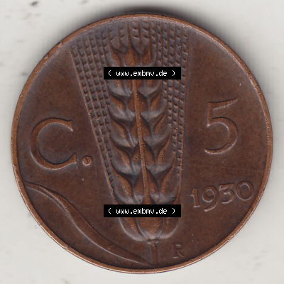 Münzen Italien / Italia Eurovorläufer, Umlaufmünze vor Euroeinführung 1919-1937, 5 Centesimi, Cent, Viktor Emanuel III. A.... Sammlung