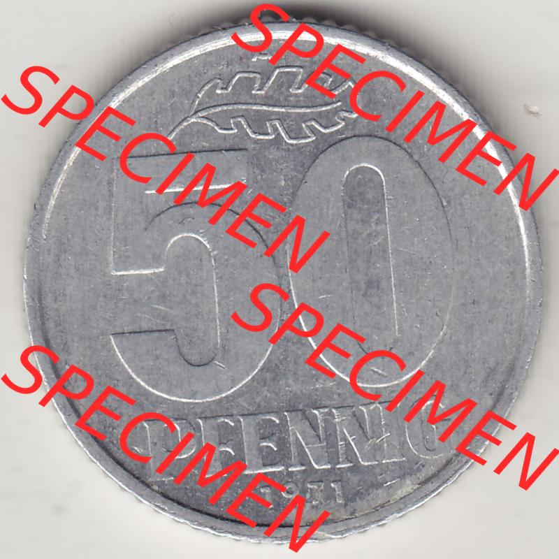 Münzen Deutschland DDR 1958-1990, A 50 Pfennig 1971-1 der DDR-Mark. Rückseite einer 50 Pfennig Münze / Umlaufmünze aus Deutschland der ehemaligen DDR in Europa als... Sammlung