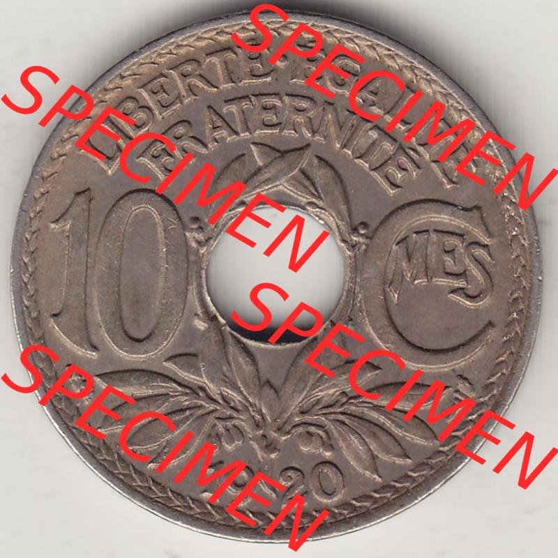Münzen Frankreich Eurovorläufer, Umlaufmünze vor Euroeinführung 1917-1938, 10 Centimes, 10 CMES EGALITÉ FRATERNITÉ LIBERTÉ 1920-1. Rückseite... Sammlung