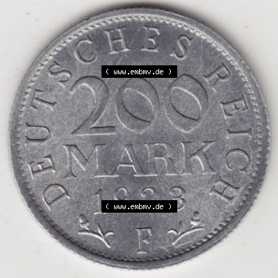 Münzen Deutschland 1918-1932 Weimarer Republik 1923-1923, 200 Mark F, 1923 (1) Sammlung