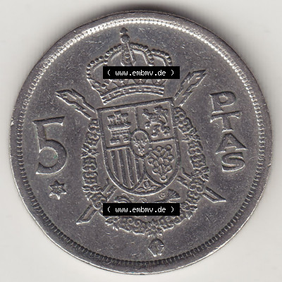 Münzen Spanien / España Eurovorläufer, Umlaufmünze vor Euroeinführung 1975-1980, 5 Peseten PTAS 1978 (Stück 3), REY - König... Sammlung